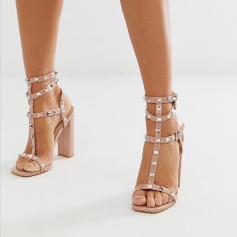Studded heels in blush NWOT